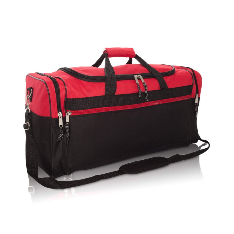 DALIX 25" Extra Large Vacation Travel Duffle Bag in Red and Black - Image 1